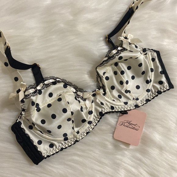Agent Provocateur Marjorie Silk White Black Polka Dot Bra NWT - Picture 10 of 12